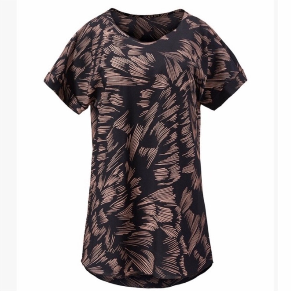 CAbi Black and Brown Brushstroke Short Sleeve Tee Medium